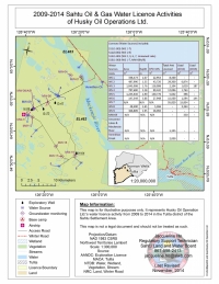 It represents Husky Oil Operation Ltd.'s water licence activity from 2009 to 2014 in the Tulita district of the Sahtu Settlement Area.
